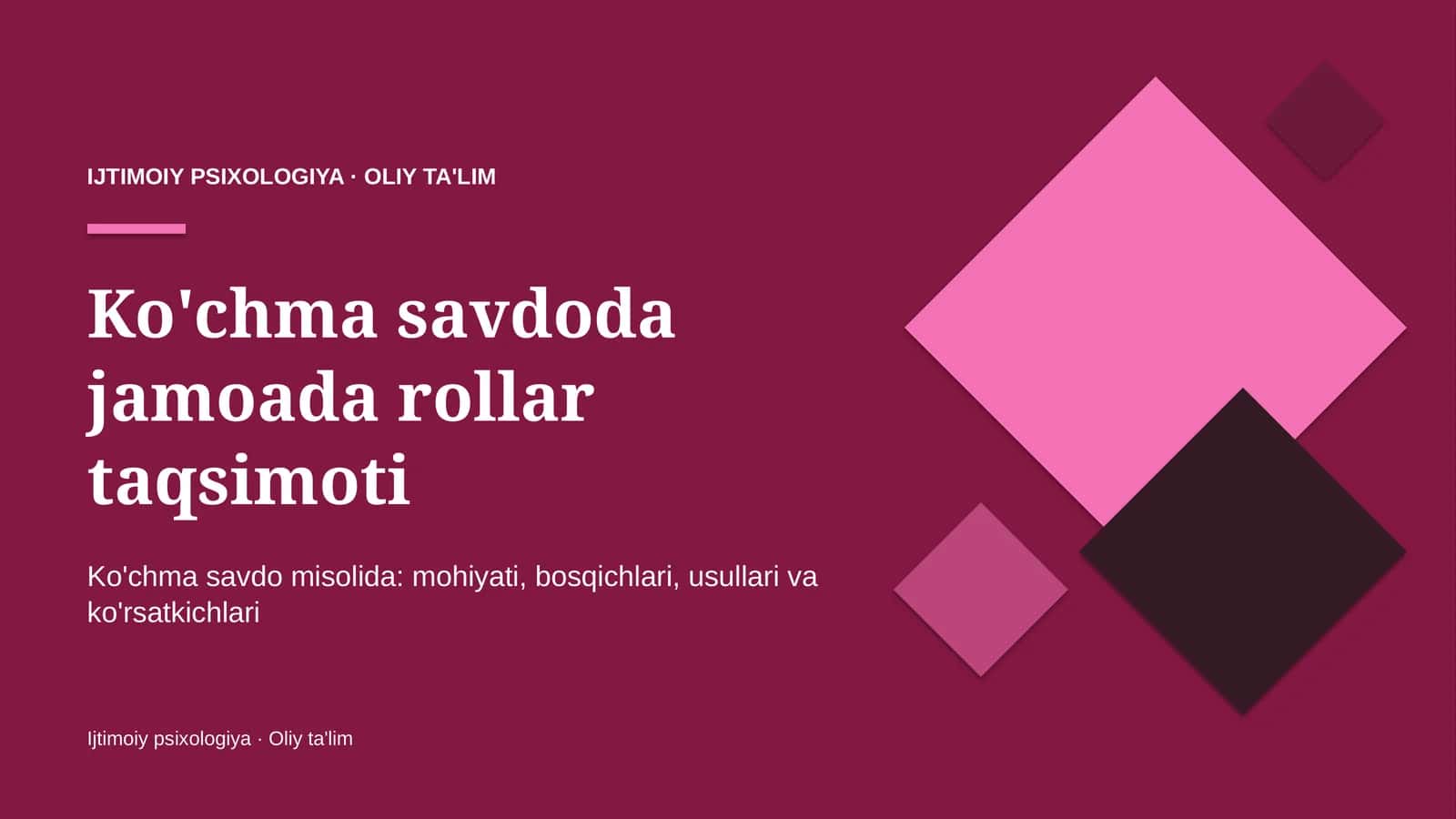 Ko'chma savdoda jamoada rollar taqsimoti