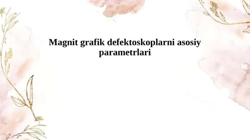 Magnit grafik defektoskoplarni asosiy parametrlari