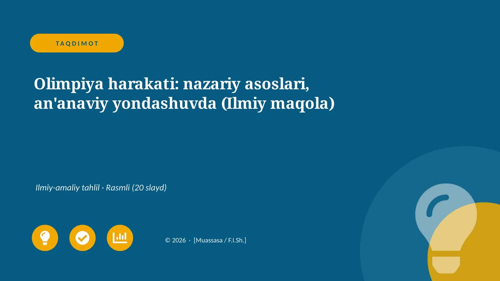 Olimpiya harakati: nazariy asoslari, an'anavi yondashuvda (Ilmiy maqola)