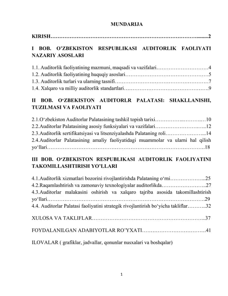O'zbekistonda auditorlik palatalarining faoliyati