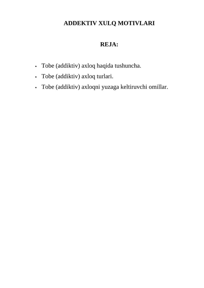 Addiktiv Xulq Motivlari