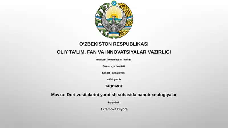Nanotexnologiyalar va Dori Vositalar