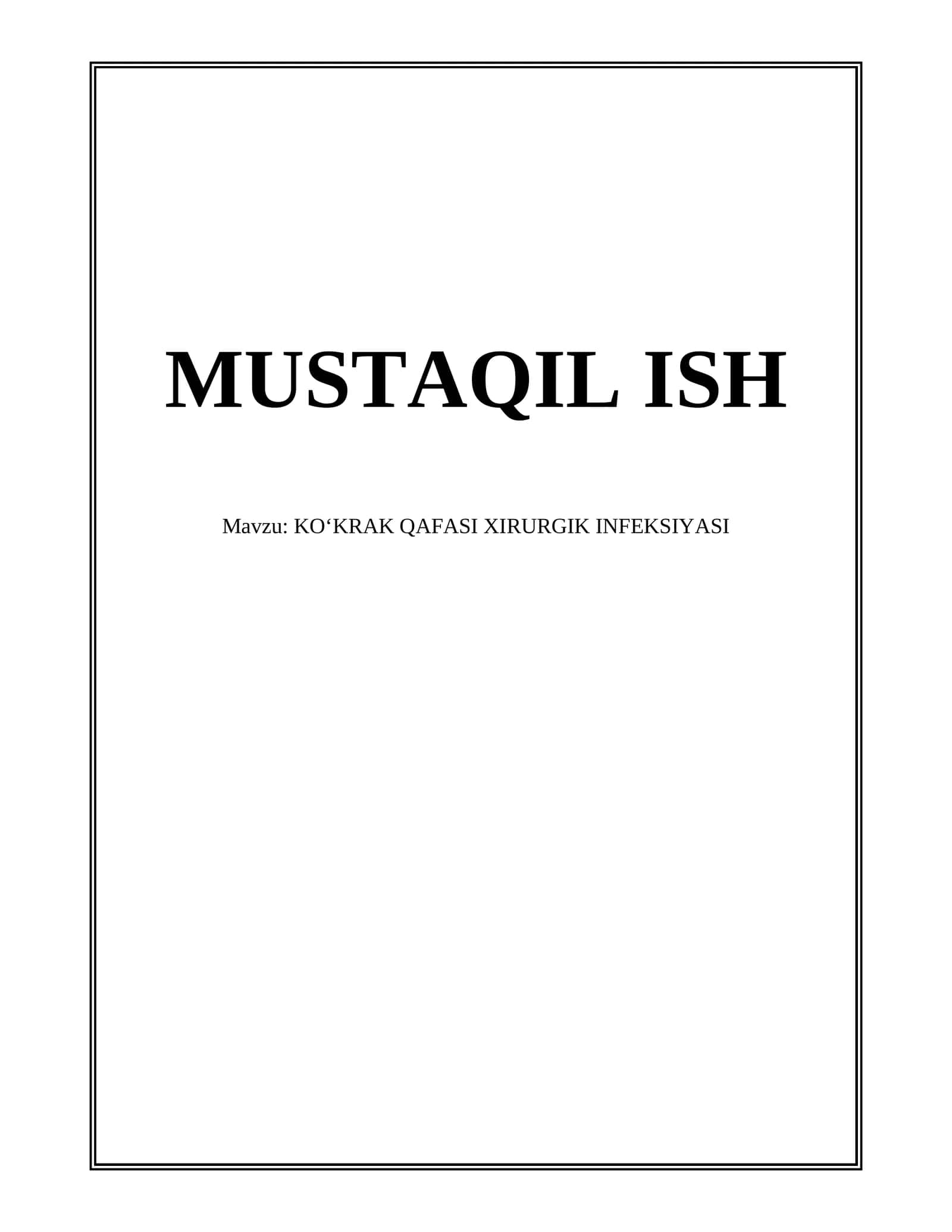 KO‘KRAK QAFASI XIRURGIK INFEKSIYASI