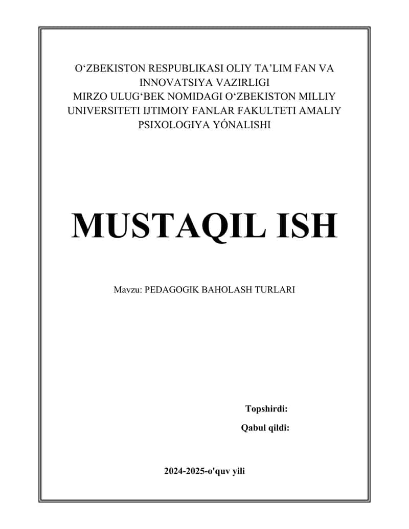 PEDAGOGIK BAHOLASH TURLARI