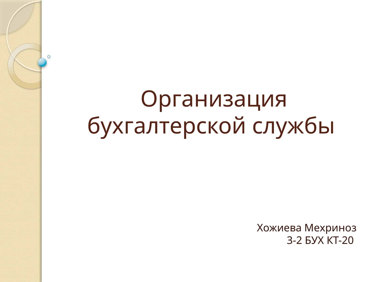 Организация бухгалтерской службы