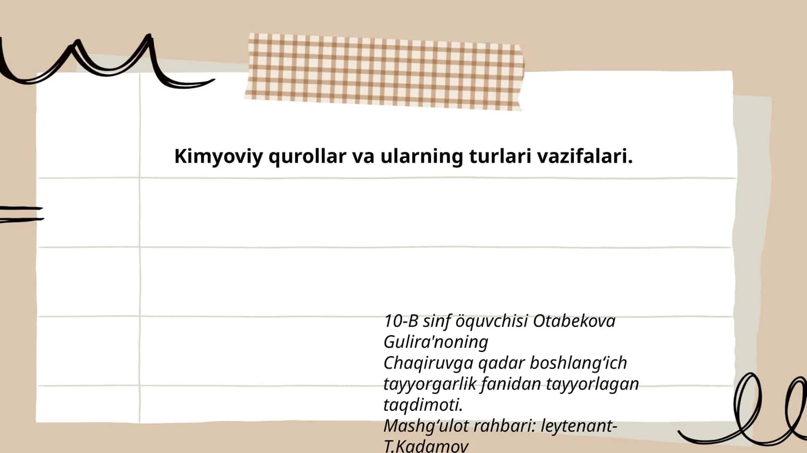 Kimyoviy qurollar va ularning turlari vazifalari
