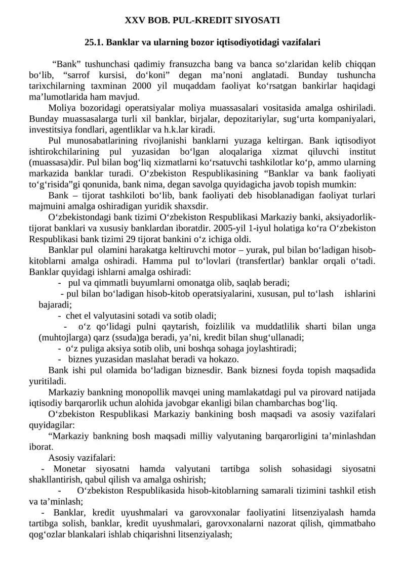 BOB. PUL-KREDIT SIYOSATI