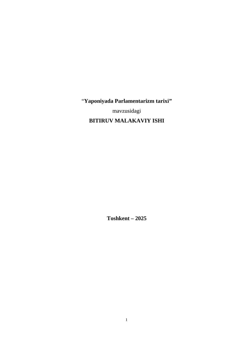 Yaponiyada Parlamentarizm tarixi