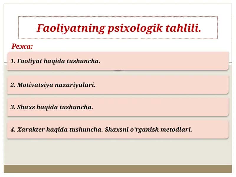 Faoliyatning psixologik tahlili
