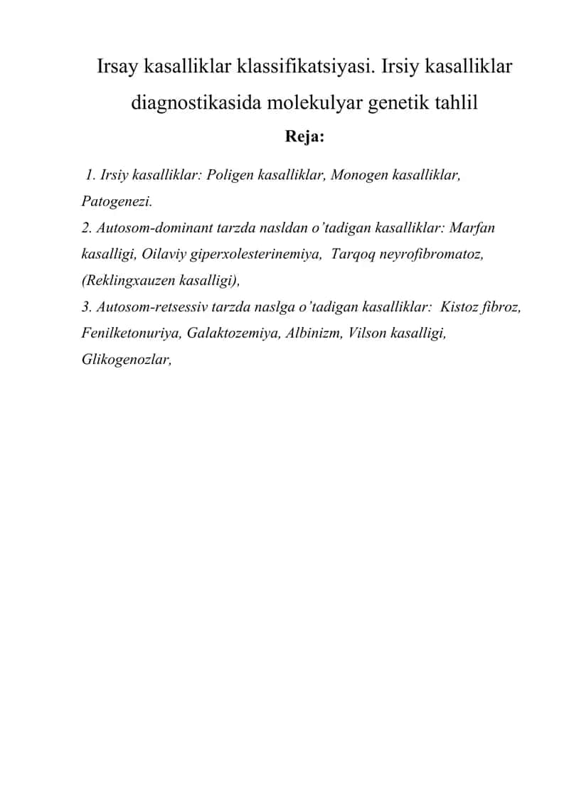 Irsay kasalliklar klassifikatsiyasi