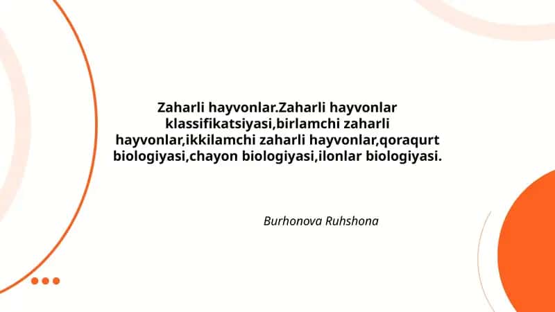 Zaharli Hayvonlar Klassifikatsiyasi