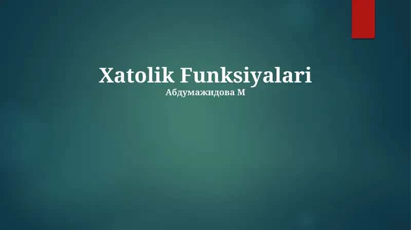 Xatolik Funksiyalari