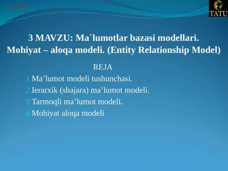 Ma`lumotlarbazasimodellari