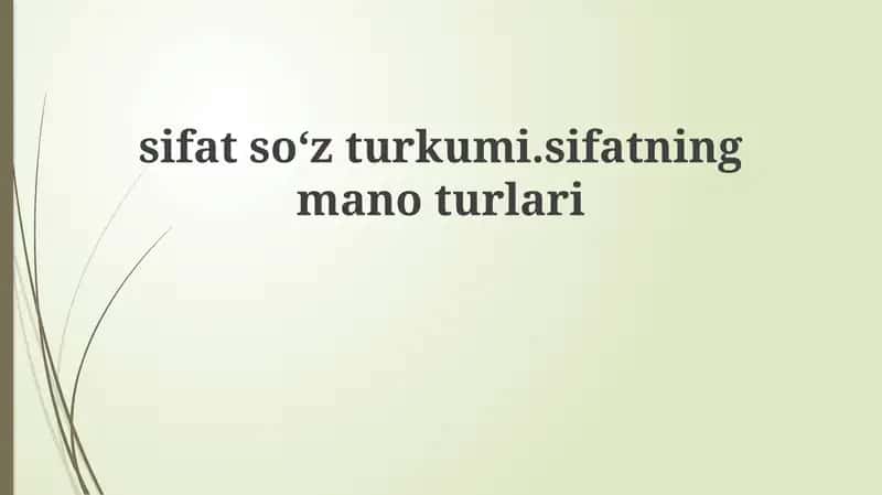 Sifat So'z Turkumi