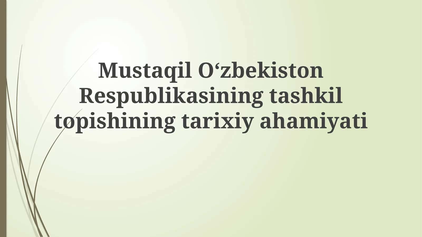 Mustaqil Oʻzbekiston Respublikasining tashkil topishining tarixiy ahamiyati