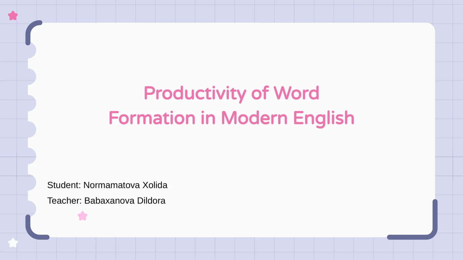 Productivity of Word Formation in Modern English