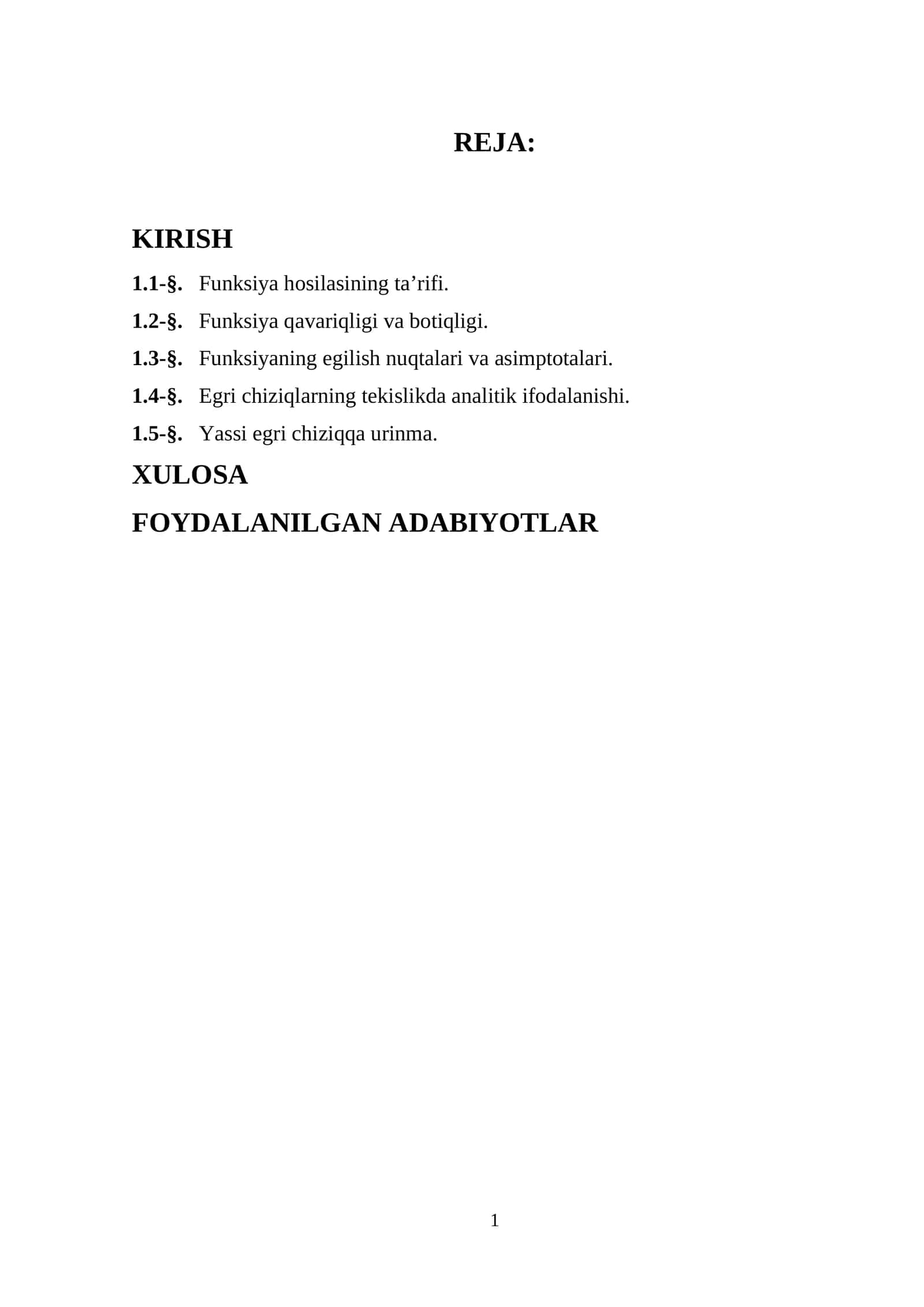 Differensial hisobning geometriyaga baʼzi bir tatbiqlari