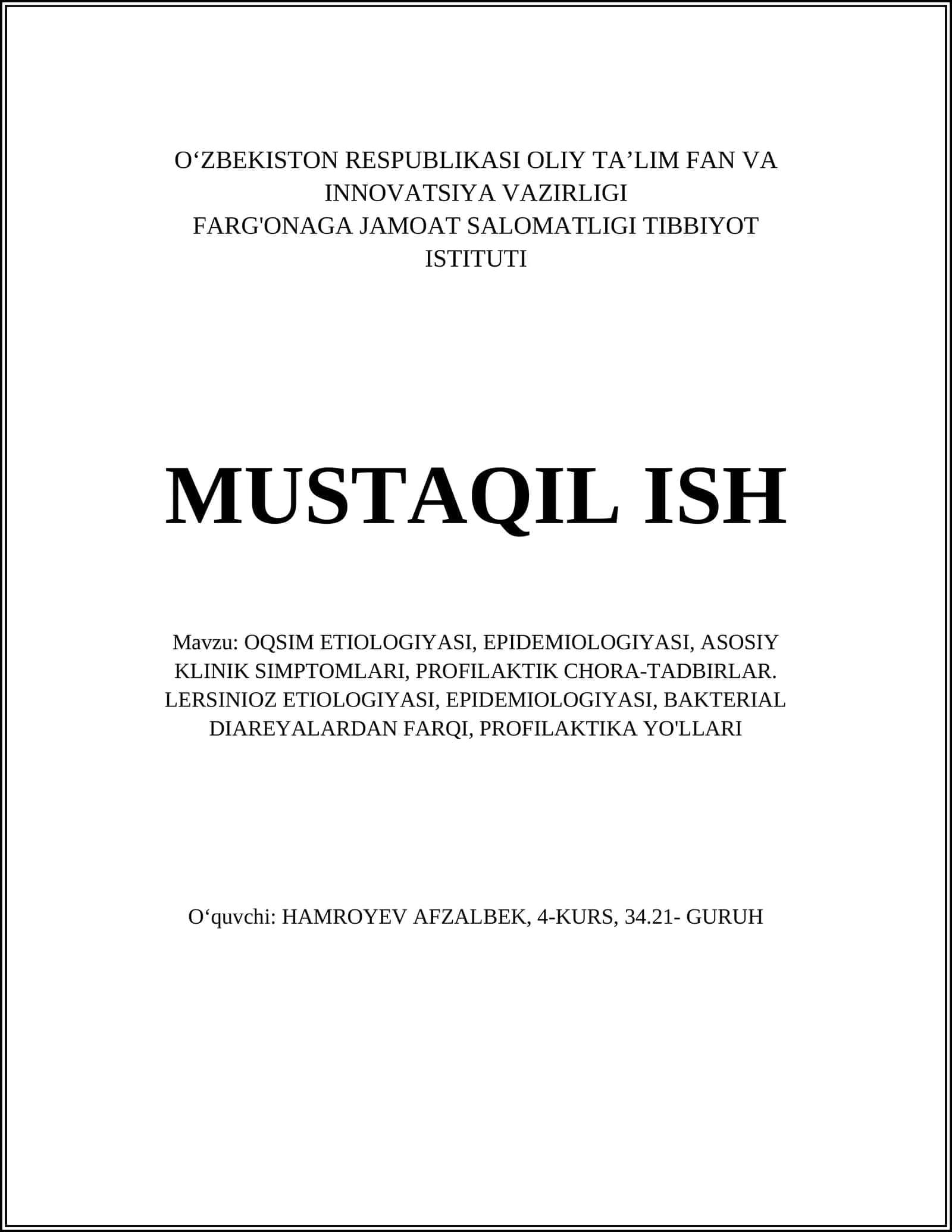 Oqsimal etiologiyasi