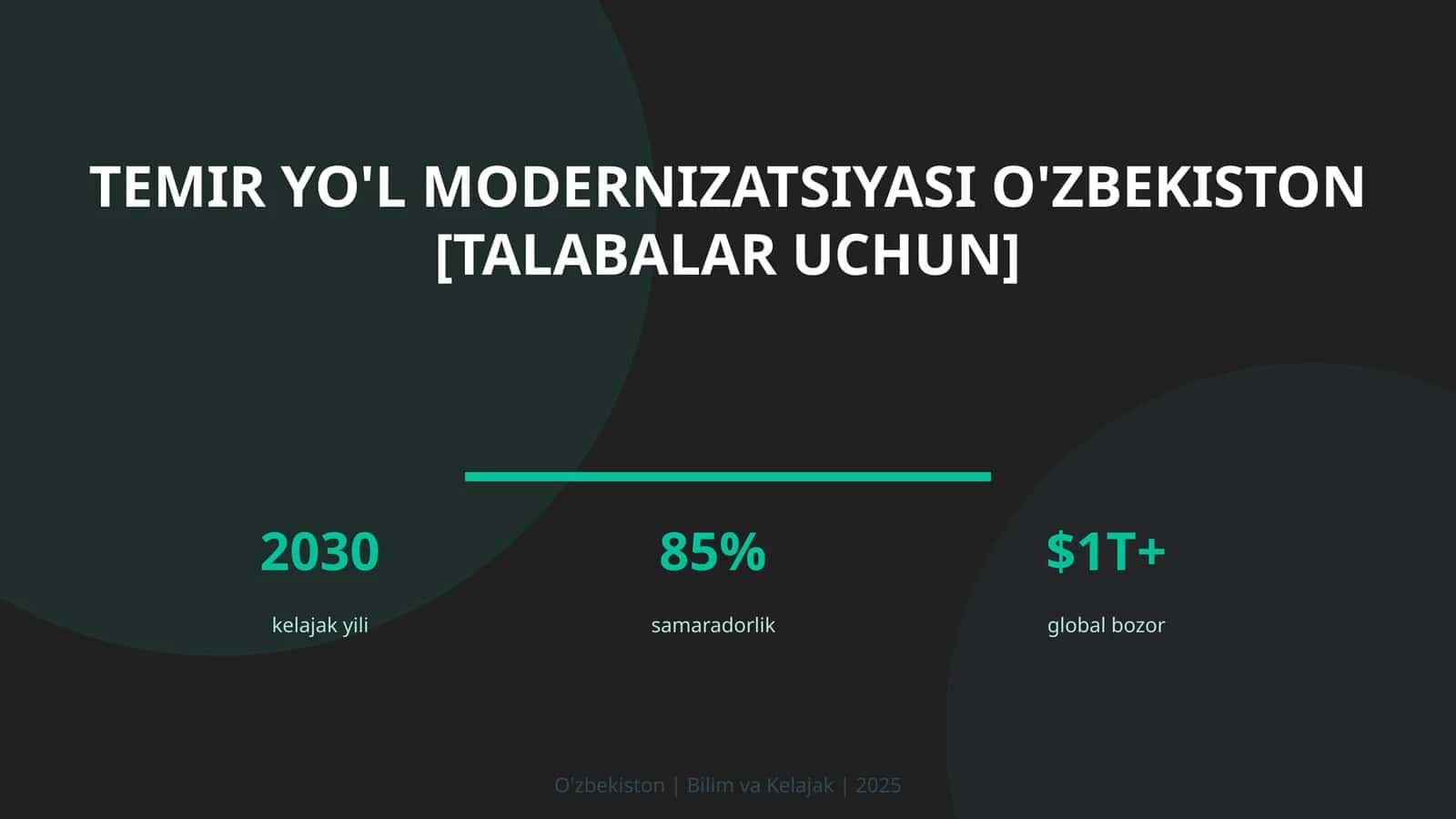 Temir yo'l modernizatsiyasi O'zbekiston [talabalar uchun]