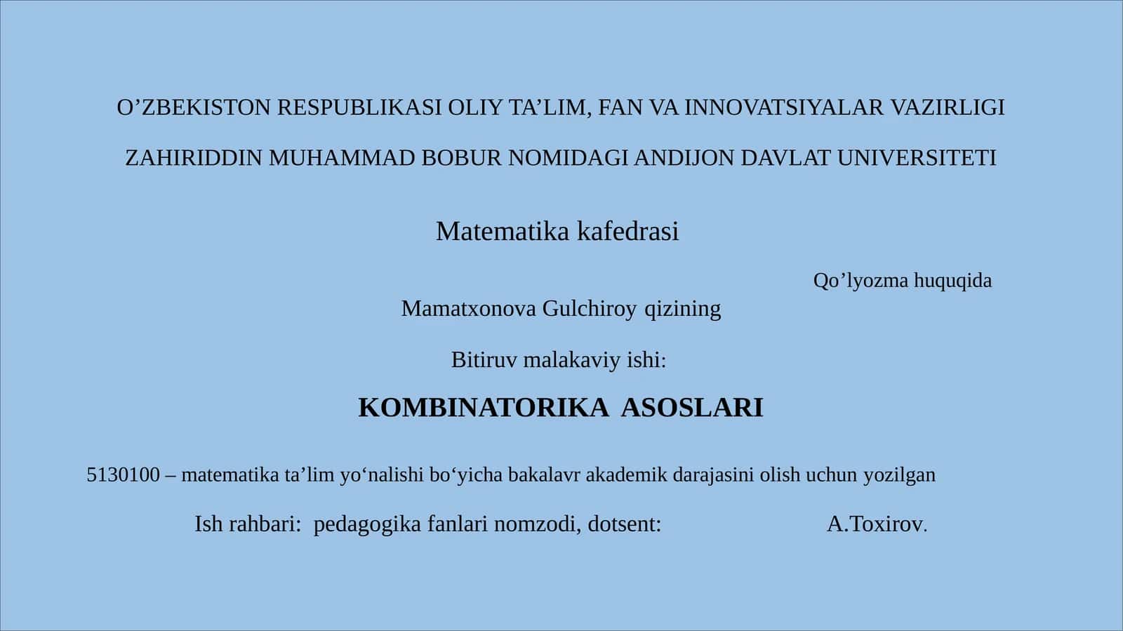 KOMBINATORIKA ASOSLARI