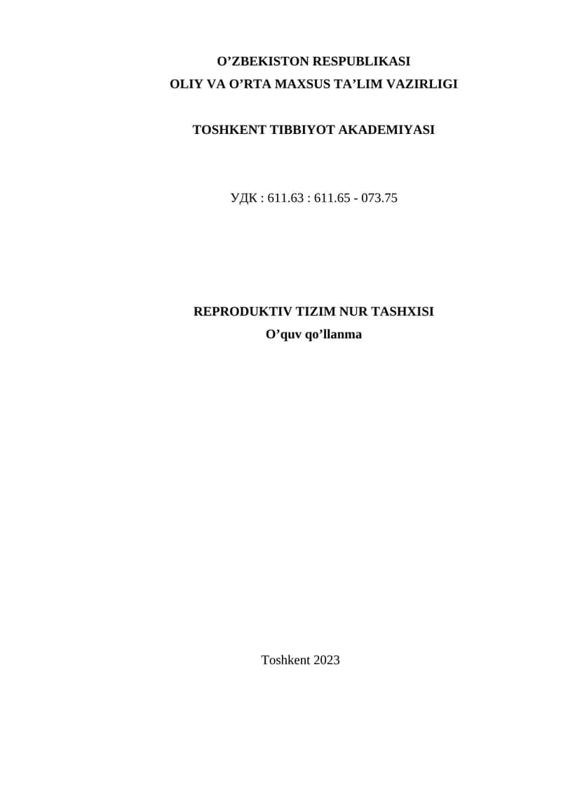 REPRODUKTIV TIZIM NUR TASHXISI