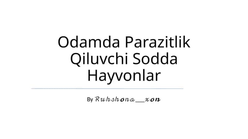 Odamda Parazitlik Qiluvchi Sodda Hayvonlar