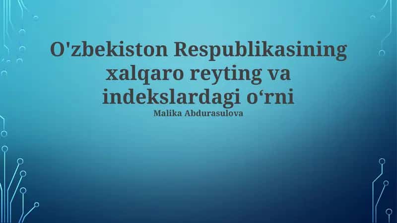 Xalqaro reyting va indekslar: Asosiy tushunchalar