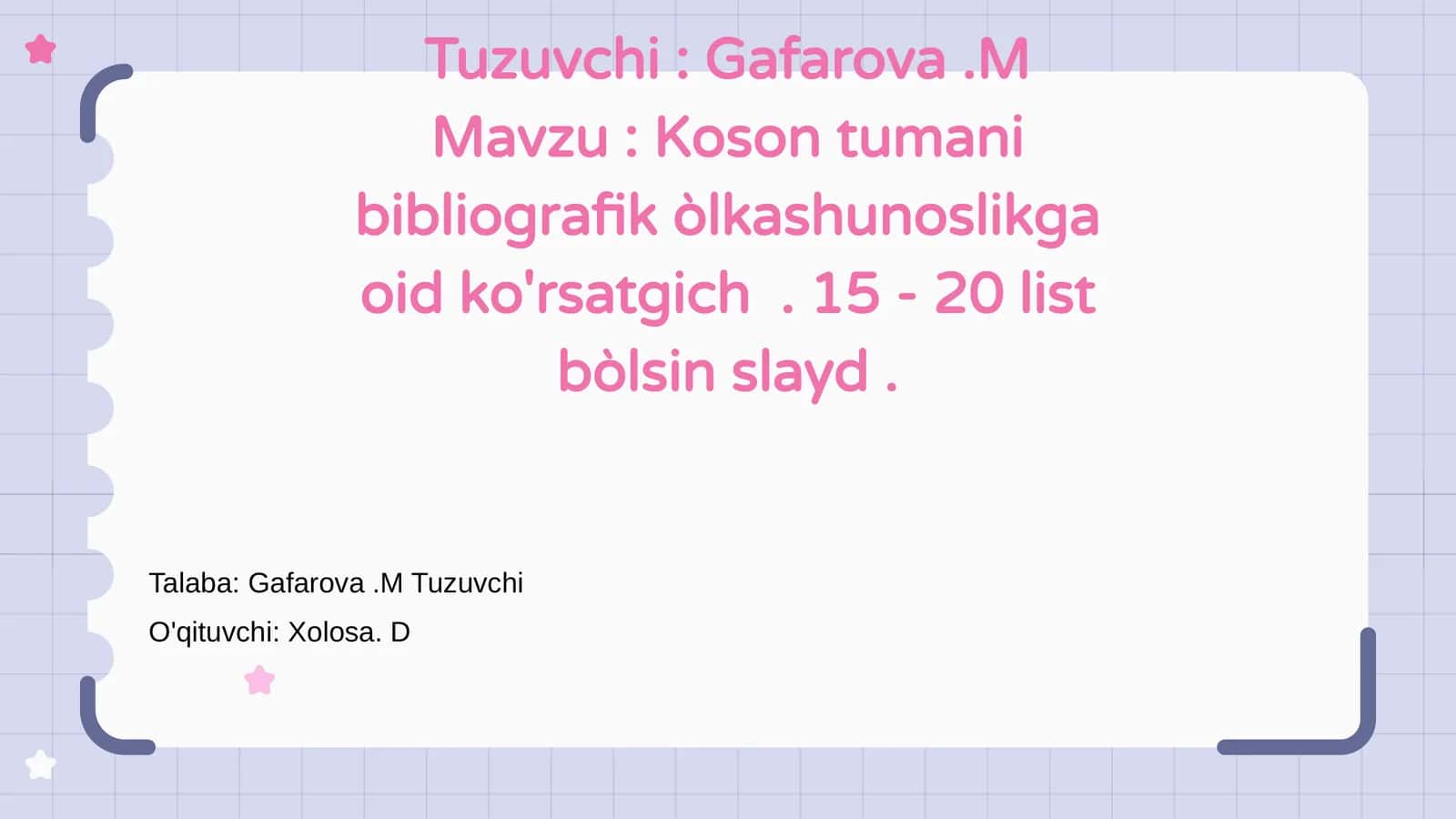 Koson tumani bibliografik òlkashunoslikga oid ko'rsatgich