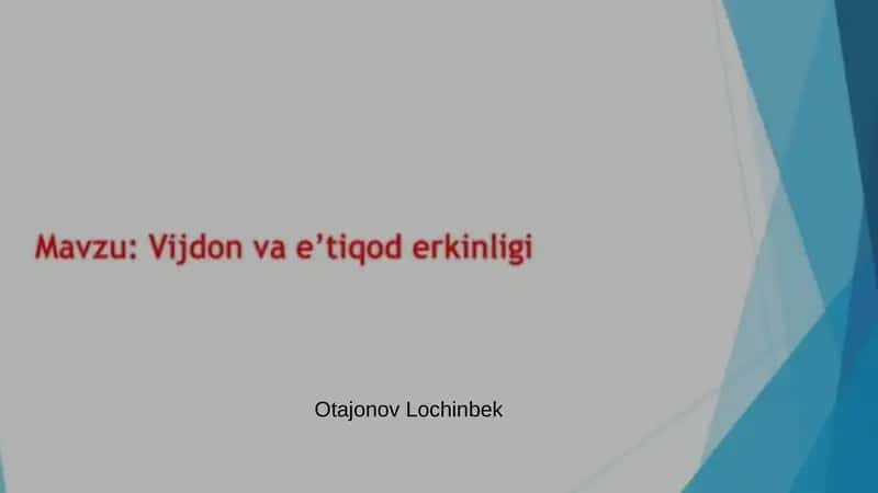 Vijdon va E'tiqod Erkinligi: Asosiy Tushunchalar