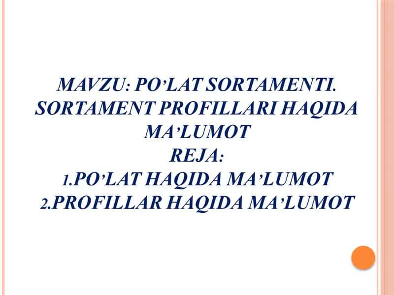 PO’LAT SORTAMENTI