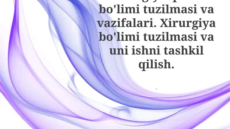 Jarrohlik Bo'limi Tuzilmasi va Vazifalari