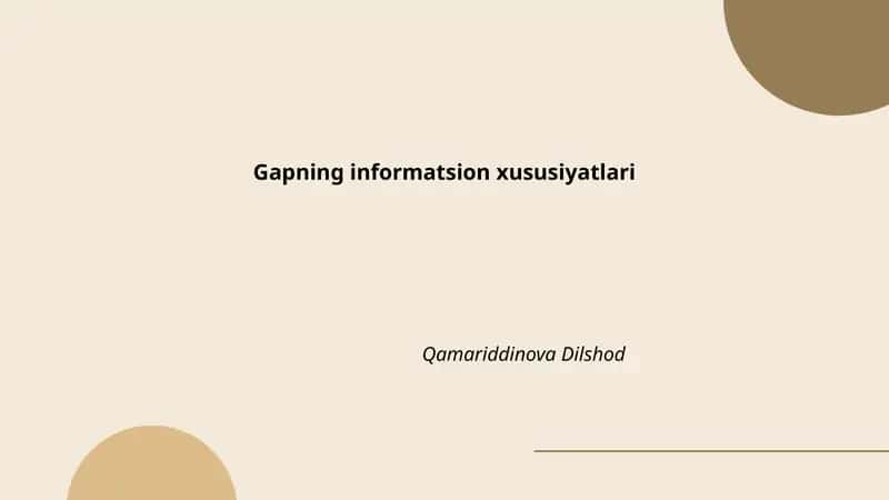 Gapning informatsion xususiyatlari