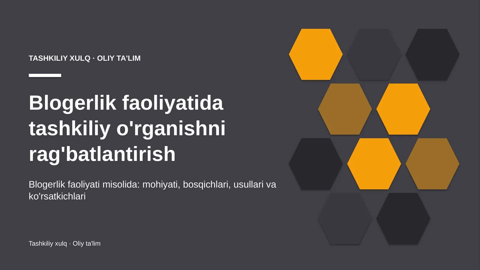 Blogerlik faoliyatida tashkiliy o'rganishni rag'batlantirish