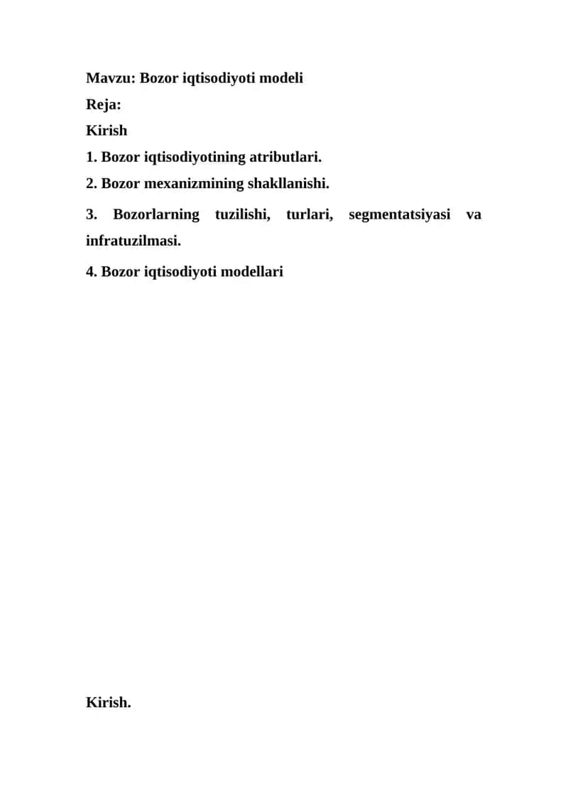 Bozor iqtisodiyoti modeli