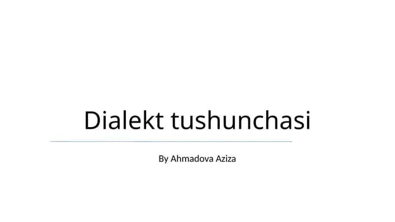Dialekt tushunchasi