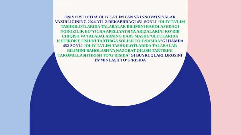 Oliy ta’lim tashkilotlarida talabalar bilimini baholash