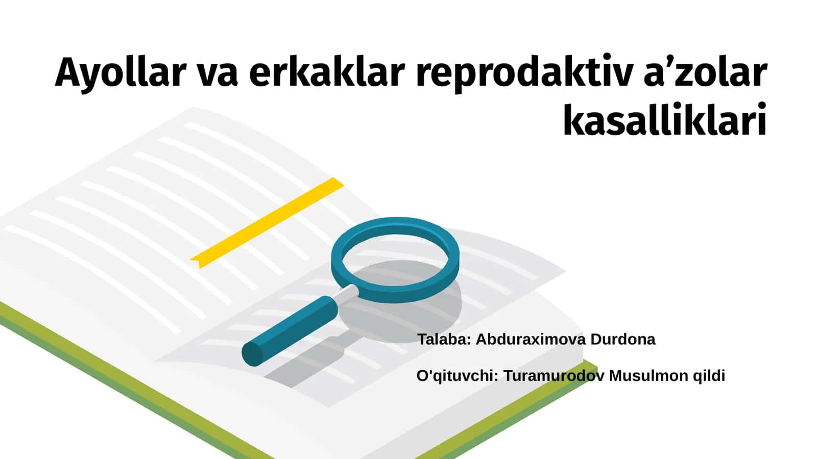Ayollar va erkaklar reprodaktiv a’zolar kasalliklari