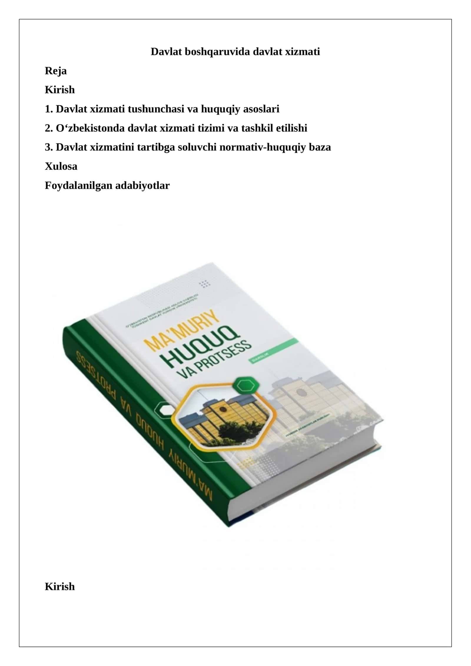 Davlat boshqaruvida davlat xizmati