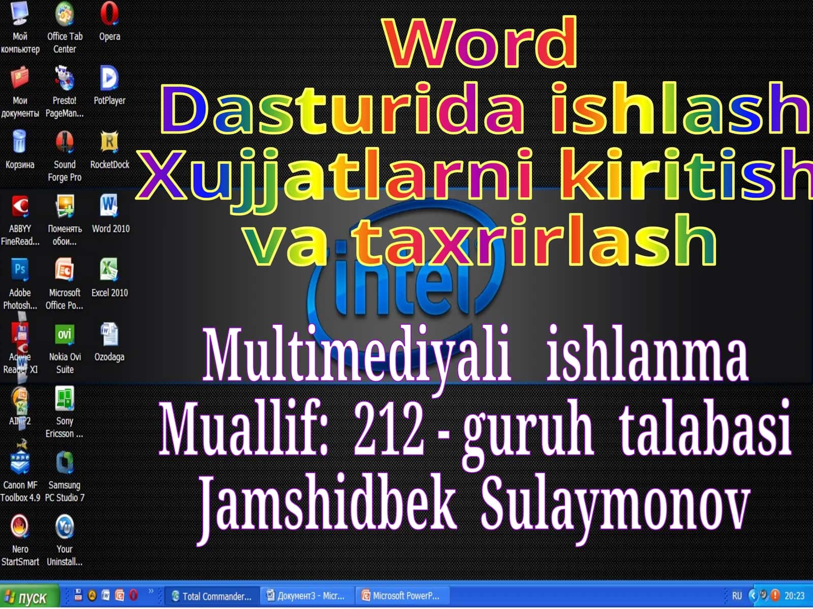 Word Dasturida ishlash