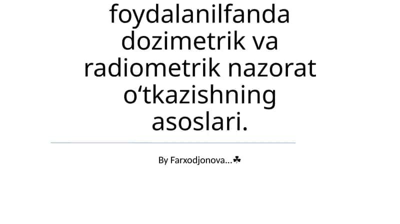 Dozimetrik asoslari