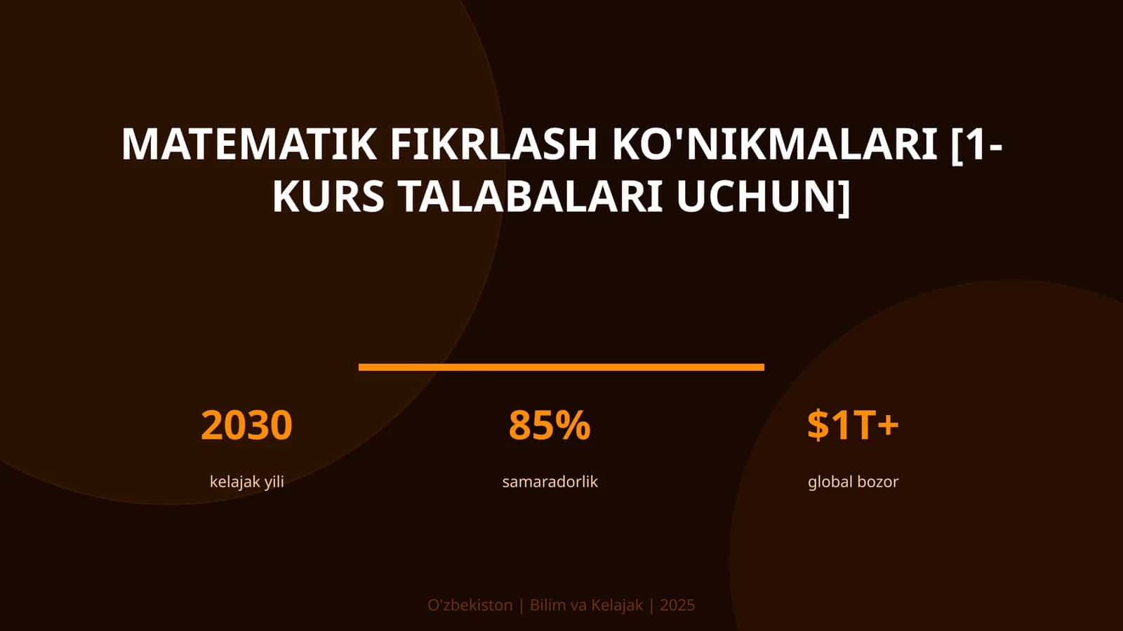 Matematik fikrlash ko'nikmalari [1-kurs talabalari uchun]