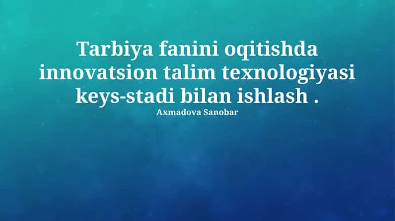 Innovatsion Ta'lim Texnologiyalari