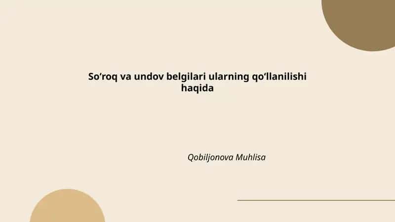 Soʻroq va undov belgilari ularning qoʻllanilishi haqida