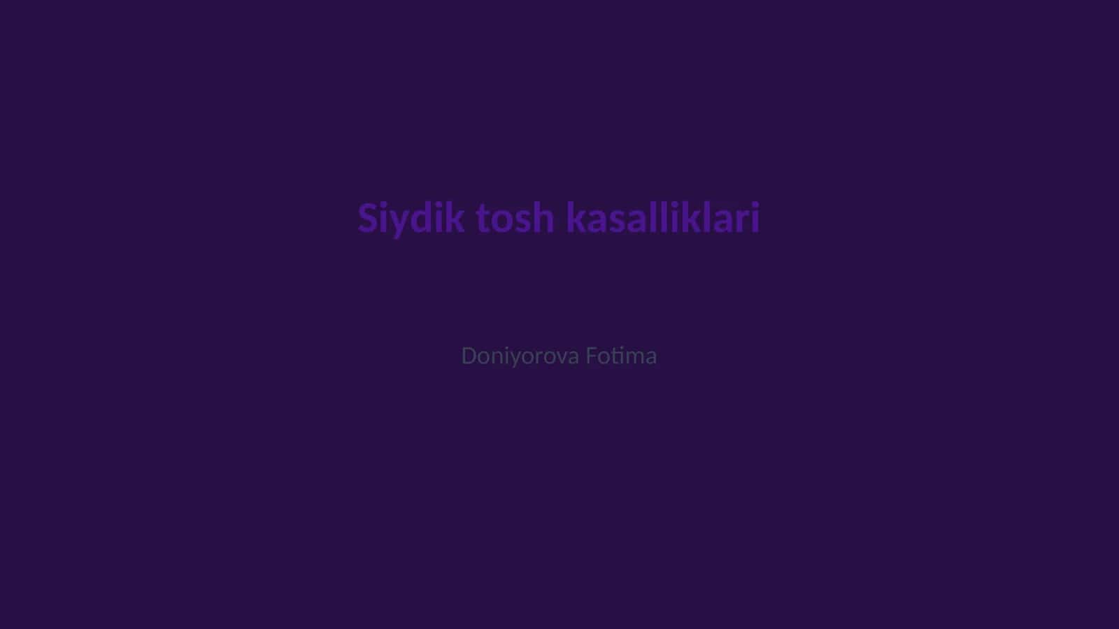Siydik tosh kasalliklari
