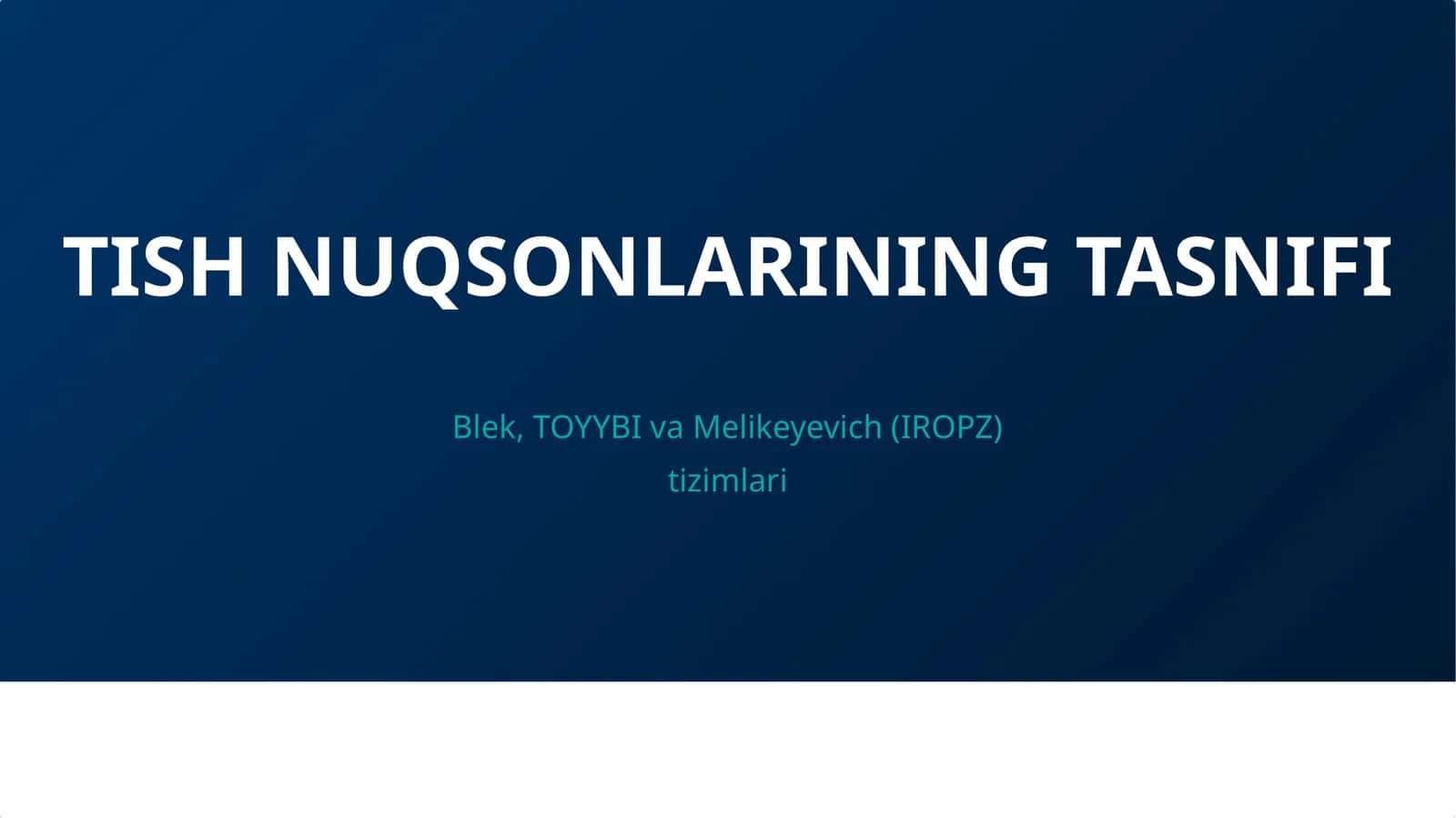 TISH NUQSONLARINING TASNIFI