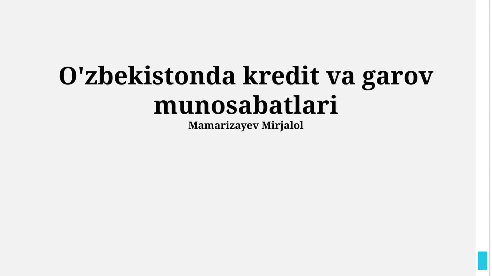 Kredit va Garov Munosabatlari