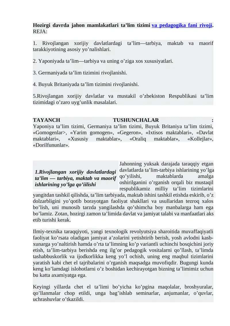 Pedagogika fani rivoji