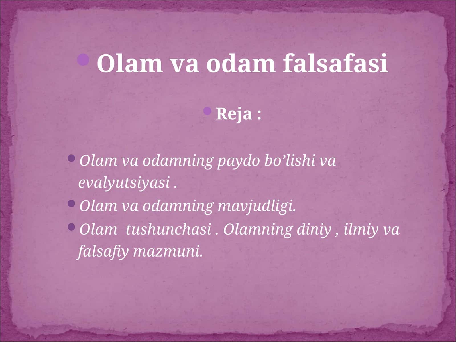 Olam va odam falsafasi