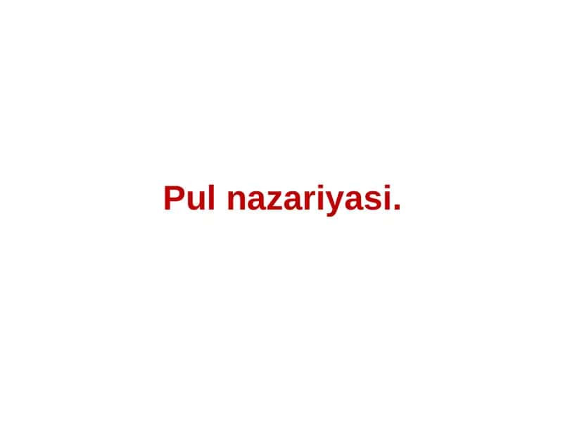 Pul nazariyasi