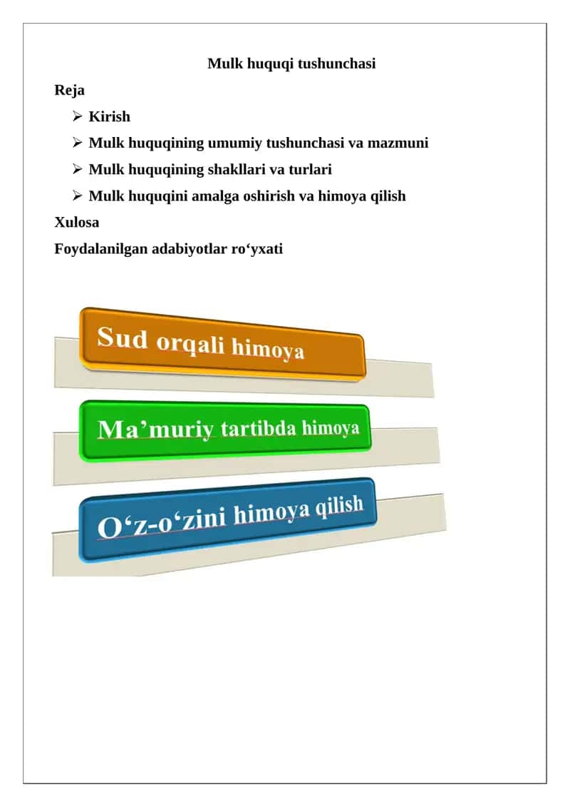 Mulk huquqi tushunchasi